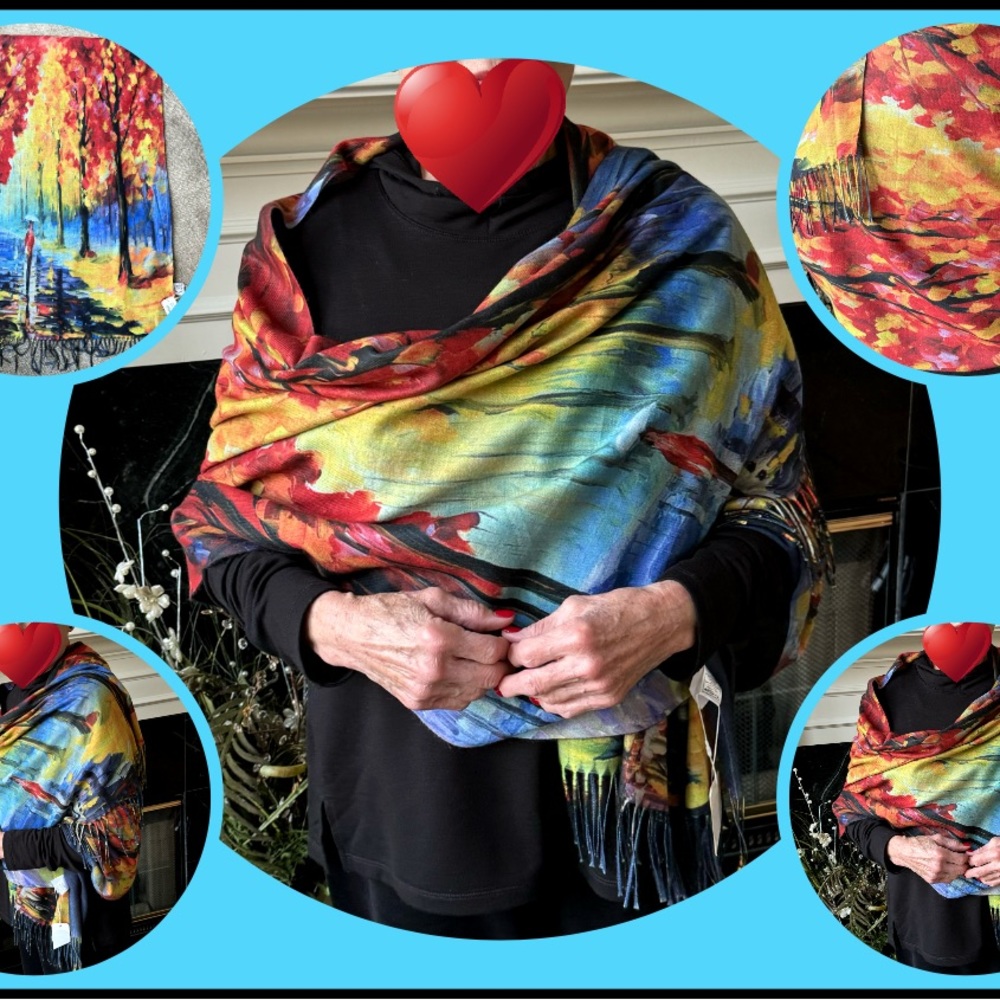 NWT ~ SHAWL WRAP SCARF “WALK IN RAIN”